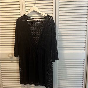 Palm Rio Black Crochet Cover-Up Size Medium.